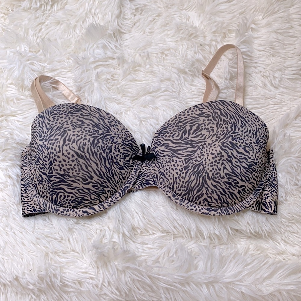 Isaac Mizrahi Black Tan Leopard Padded & Underwire Bra Size 34C